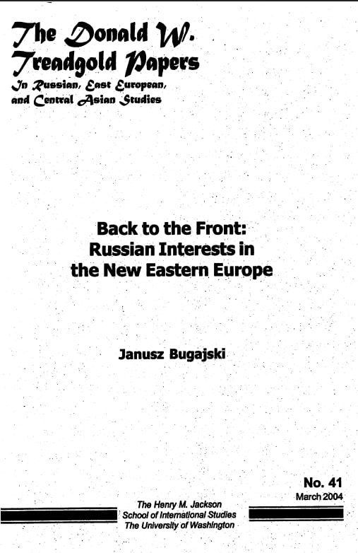 Janusz Bugajski book Back to the Front Russian Interests in the New Eastern Europe